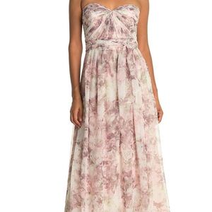 Jenny Yoo Pink and Cream Floral Maxi Dress